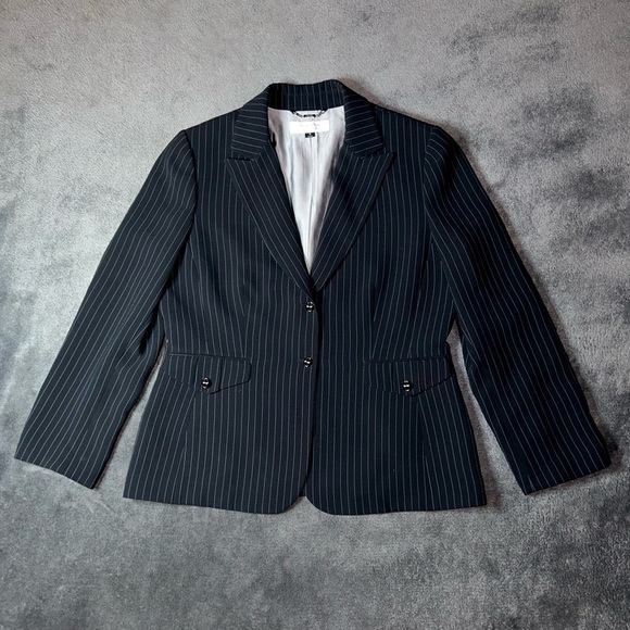 Nordstrom Tahari ASL Size 16 Black & White Pinstriped Corporate Office Blazer - Picture 1 of 9